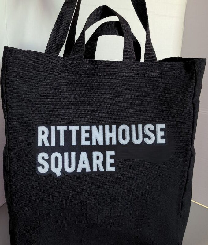 rittenhouse square tote bag black and white chenille soft raised letters