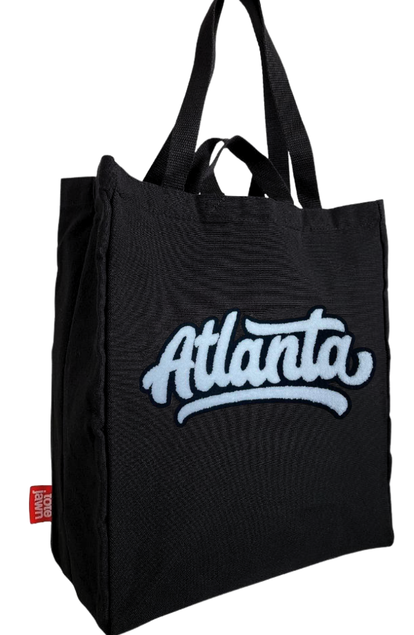 Atlanta Tote Bag with chenille embroidery in black