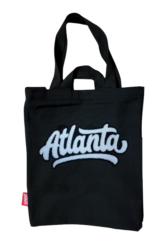 Atlanta Tote Bag with chenille embroidery in black