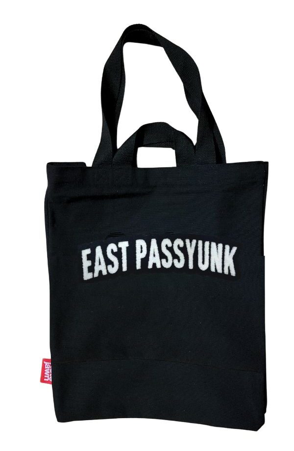 East Passyunk black tote bag with chenille embroidery