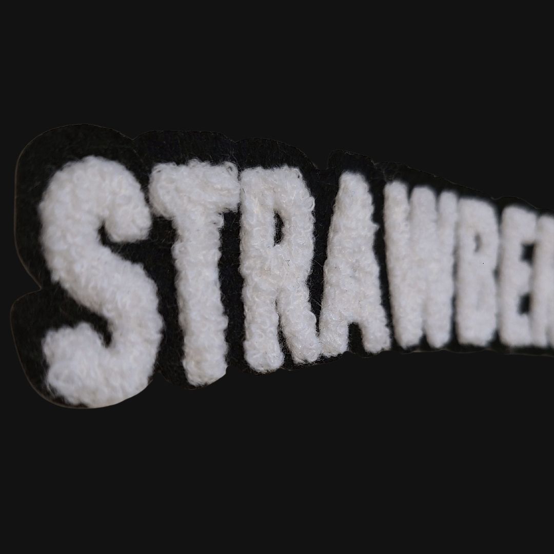 Strawberry Mansion Pullover Hoodie – Soft Chenille Patch - Image 2