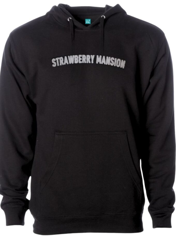 Strawberry Mansion Pullover Hoodie – Soft Chenille Patch