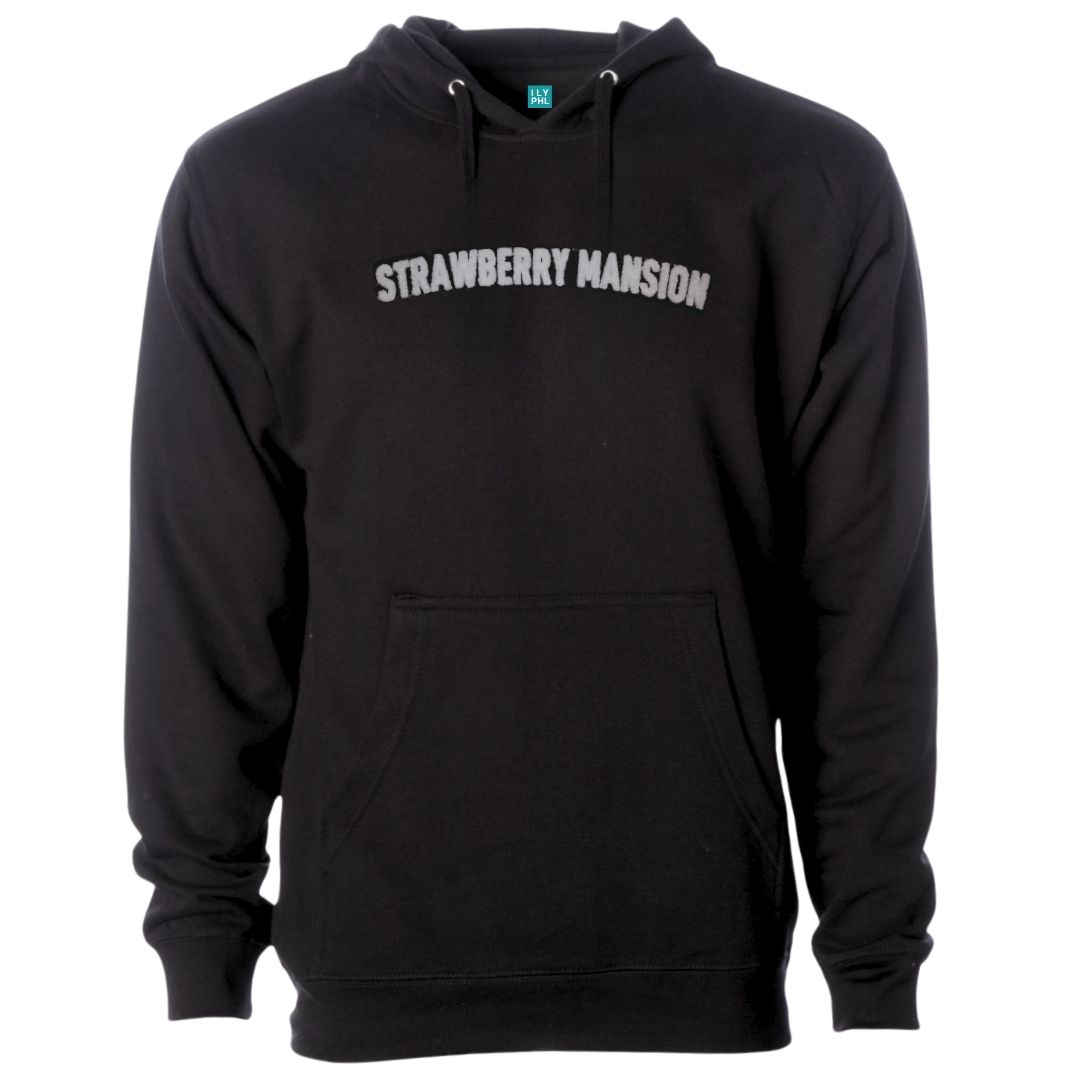 Strawberry Mansion Pullover Hoodie – Soft Chenille Patch