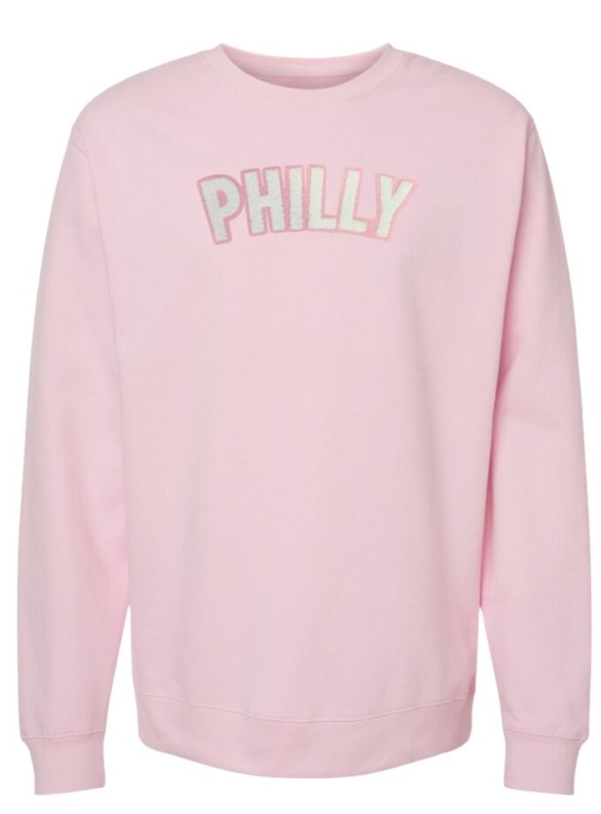 Philly Pink Crewneck Sweatshirt – Soft Chenille Patch Strd
