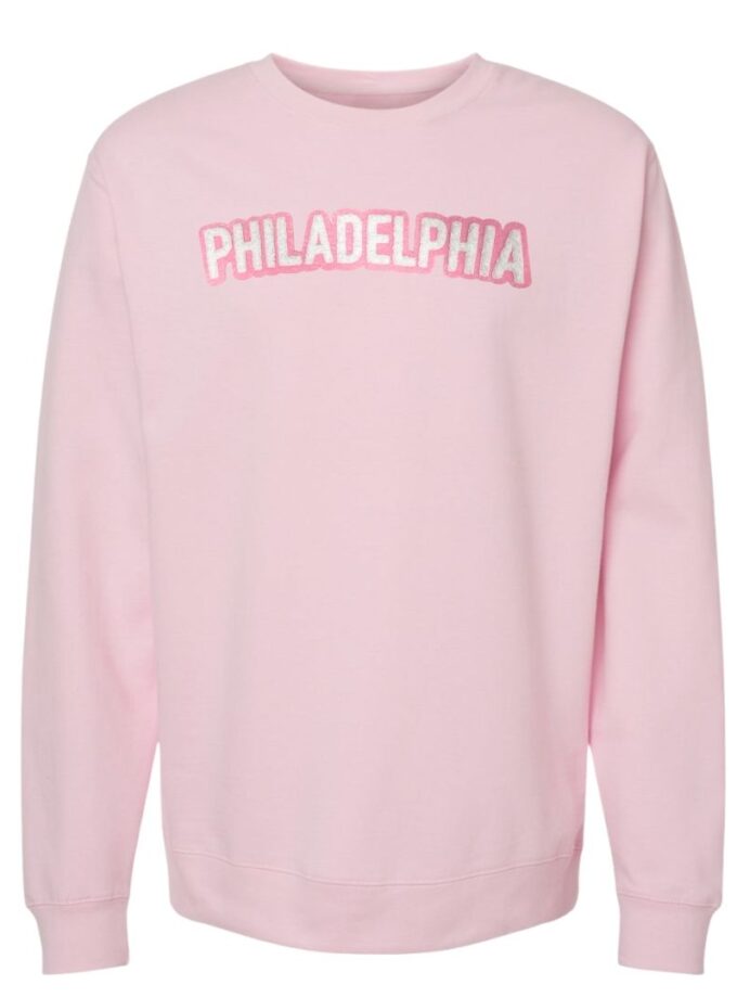 Philadelphia Pink Crewneck Sweatshirt – Soft Chenille Patch