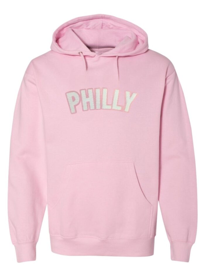 Philly Standard Pink Pullover Hoodie – Soft Chenille Patch