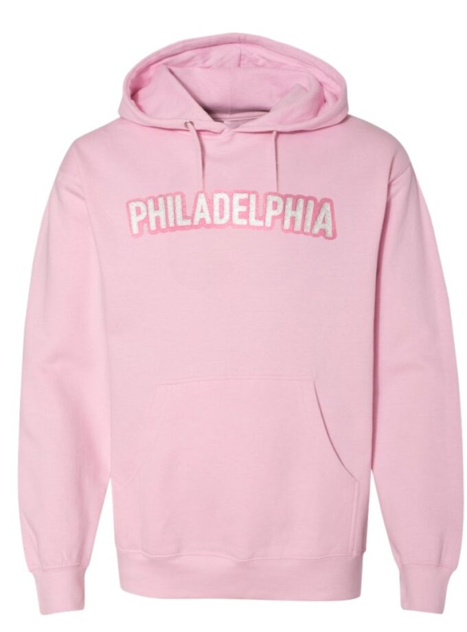Philadelphia Pink Pullover Hoodie – Soft Chenille Patch