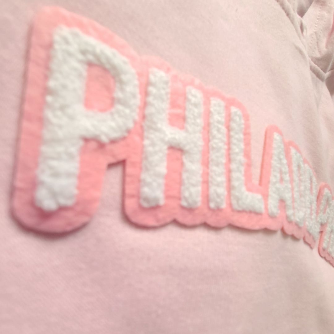 Philly Standard Pink Pullover Hoodie – Soft Chenille Patch - Image 2